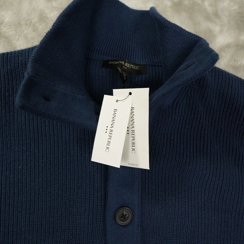 Banana Republic Button Up Sweater‎ Men's XS Blue Long Sleeve NWT Preppy Outdoor